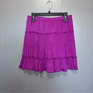 Poppy Purple Tiered Pull-on Mini Skirt Medium